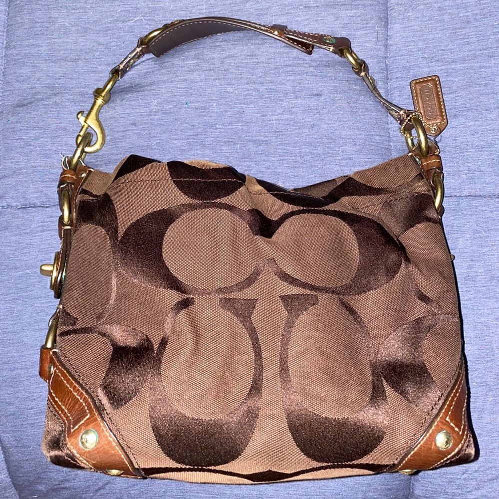 Two toned brown coach bag